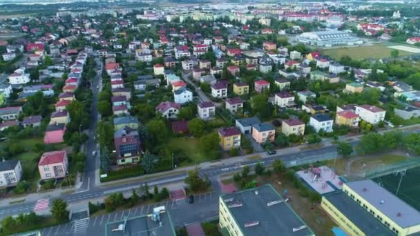 Panorama Housing Estate Biala Podlaska Domki Aerial View Polen Hoge — Stockvideo