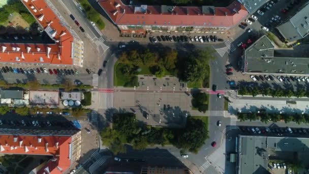 Plac Lotnikow Square Szczecin Aerial View Poland 高质量的4K镜头 — 图库视频影像