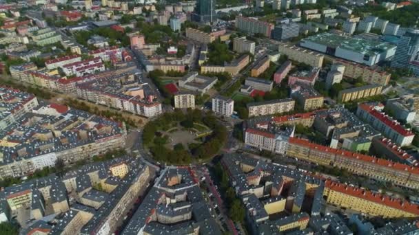 美丽的Plac Grunwaldzki广场Szczecin Rondo Aerial View波兰 高质量的4K镜头 — 图库视频影像