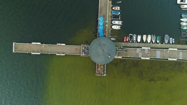 Top Molo Yacht Harbor Puck Port Aerial View Polsko Vysoce — Stock video