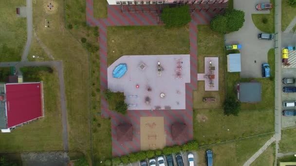 Playground Kindergarten Ostroleka Plac Zabaw Przedszkole Aerial View Poland Кадри — стокове відео