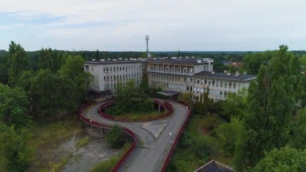 Terk Edilmiş Ostroleka Hastanesi Opuszczony Szpital Havacılık Görünümü Polonya Yüksek — Stok video