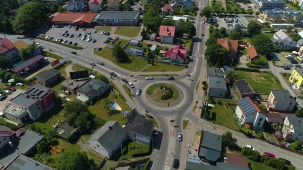 Rondo Downtown Wladyslawowo Αεροφωτογραφία Πολωνία Υψηλής Ποιότητας Πλάνα — Αρχείο Βίντεο