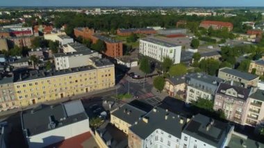Old Town Gniezno Hava Manzaralı Polonya sokakları. Yüksek kalite 4k görüntü