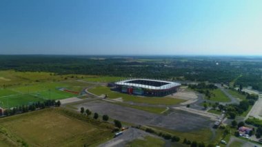Zaglebie Lubin Stadyumu Hava Manzarası Polonya. Yüksek kalite 4k görüntü