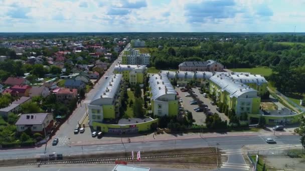 Skladowa Street Nieuwbouw Winkels Siedlce Sklepy Aerial View Polen Hoge — Stockvideo