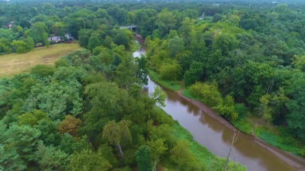 Prachtige Rivier Rzeka Sbredere Otwock Luchtfoto View Polen Hoge Kwaliteit — Stockvideo