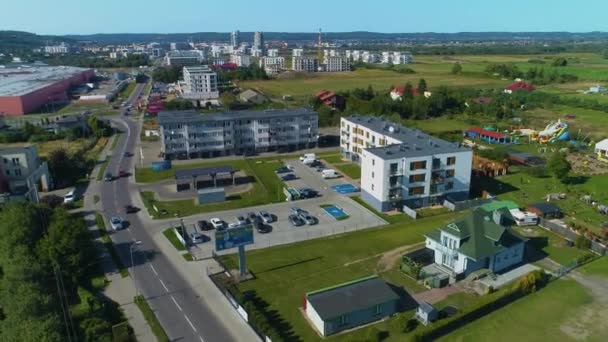 Güzel Peyzaj Apartmanları Krajobraz Hava Manzaralı Polonya Yüksek Kalite Görüntü — Stok video