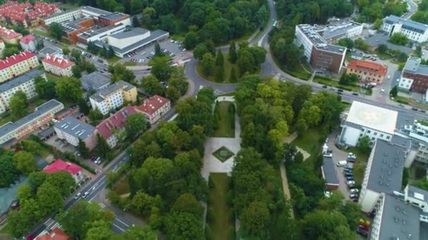 Rondo Park Planty Bialystok Centrum Aerial View Πολωνία Υψηλής Ποιότητας — Αρχείο Βίντεο