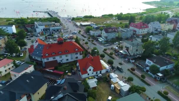 Jastarnia Daki Pier Gezinti Güvertesi Deptak Molo Hava Manzaralı Polonya — Stok video