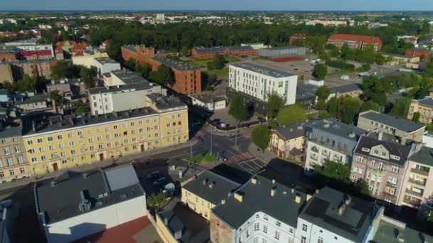 Straten Old Town Gniezno Aerial View Polen Hoge Kwaliteit Beeldmateriaal — Stockvideo