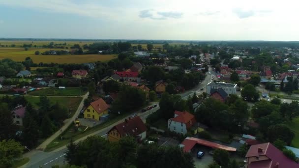 Vackra Landskap Main Street Stegna Flygfoto Polen Högkvalitativ Film — Stockvideo