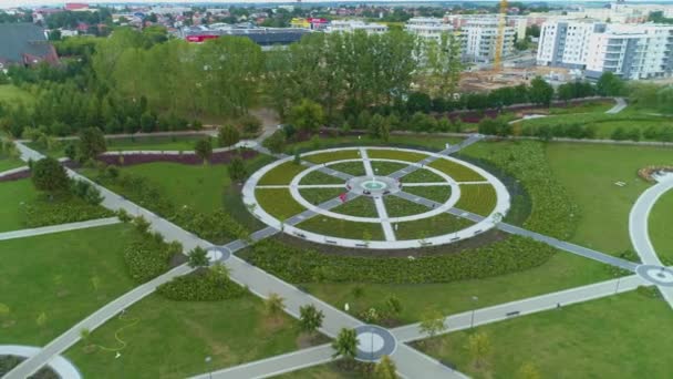 Park Jana Pawla Lomza Centrum Aerial View Poland High Quality — Stock Video