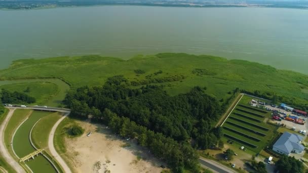Beautiful Canal Jamno Kanal Mielno Aerial View Poland High Quality — Stock Video