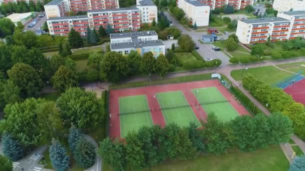 Tenis Kortu Lomza Korty Tenisowe Hava Üssü Polonya Yüksek Kalite — Stok video