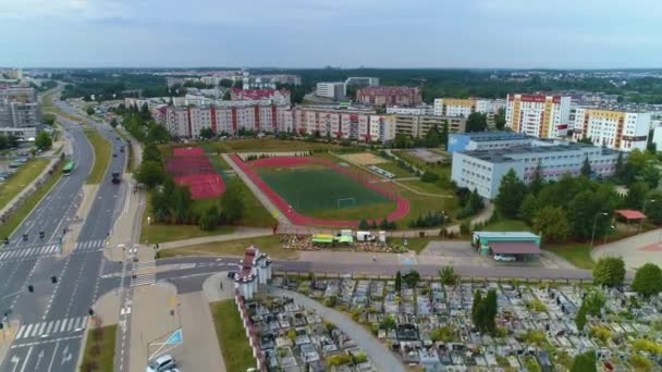 Escuela Primaria Parque Infantil Bialystok Boisko Szkola Vista Aérea Polonia — Vídeos de Stock