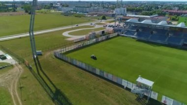 Pogon Stadyumu Siedlce Stadyumu Hava Görüntüsü Polonya. Yüksek kalite 4k görüntü