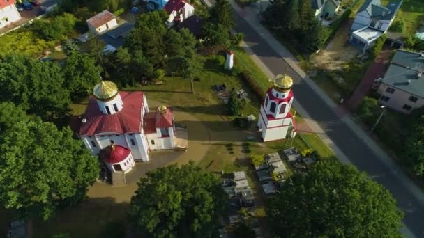 Cemitério Ortodoxo Podlaska Cmentarz Prawoslawny Vista Aérea Polônia Imagens Alta — Vídeo de Stock