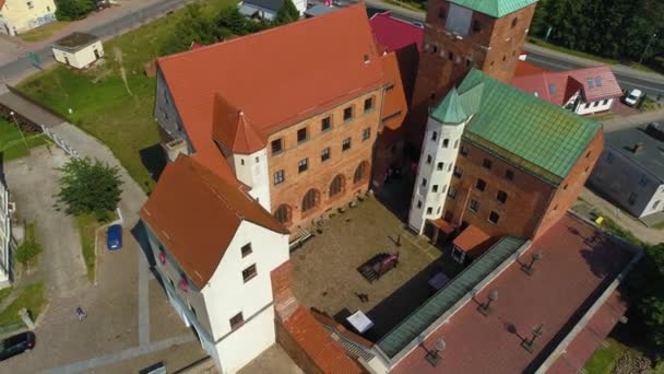 Castle Museum Darlowo Zamek Ksiazat Pomorskich Muzeum Aerial View Poland — Stock Video