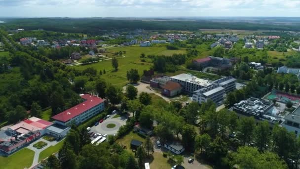 Schöne Landschaft Von Jastrzebia Gora Piekny Krajobraz Luftaufnahme Polen Hochwertiges — Stockvideo