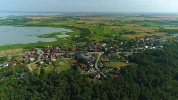 Gyönyörű Táj Katy Rybackie Piekny Krajobraz Aerial View Lengyelország Kiváló — Stock videók