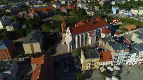 Franciscaner Klooster Gniezno Klasztor Aerial View Polen Hoge Kwaliteit Beeldmateriaal — Stockvideo