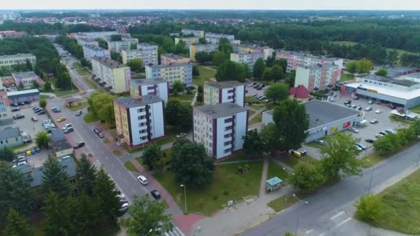 Prachtig Panorama Huizen Estate Ostroleka Krajobraz Domy Aerial View Polen — Stockvideo