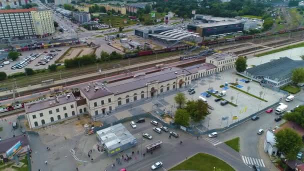Σιδηροδρομικός Σταθμός Bialystok Dworzec Kolejowy Aerial View Πολωνία Υψηλής Ποιότητας — Αρχείο Βίντεο