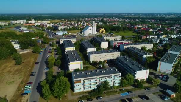 Schöne Landschaftshäuser Konin Krajobraz Luftaufnahme Polen Hochwertiges Filmmaterial — Stockvideo