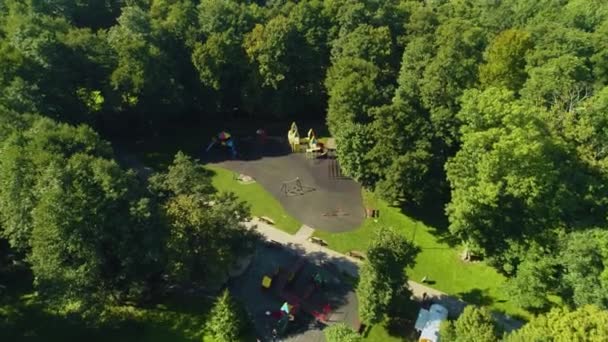 Playground Beautiful Central Park Majkowskiego Wejherowo Aerial View Poland High — Stock Video