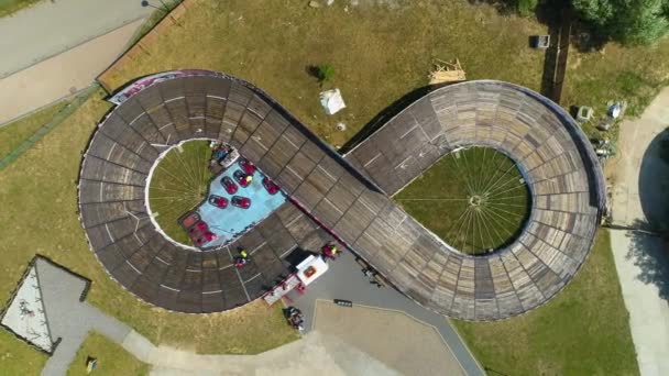 Parque Diversões Wladyslawowo Lunapark Aerial View Poland Imagens Alta Qualidade — Vídeo de Stock