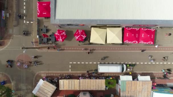 Promenade Downtown Miedzywodzie Deptak Aerial View Lengyelország Kiváló Minőségű Felvételek — Stock videók