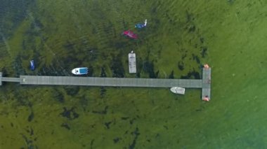 Pier Körfezi Chalupy Molo Zatoka Hava Görüntüsü Polonya. Yüksek kalite 4k görüntü