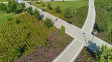 Güzel Park Jana Pawla Lomza Merkez Hava Manzaralı Polonya. Yüksek kalite 4k görüntü