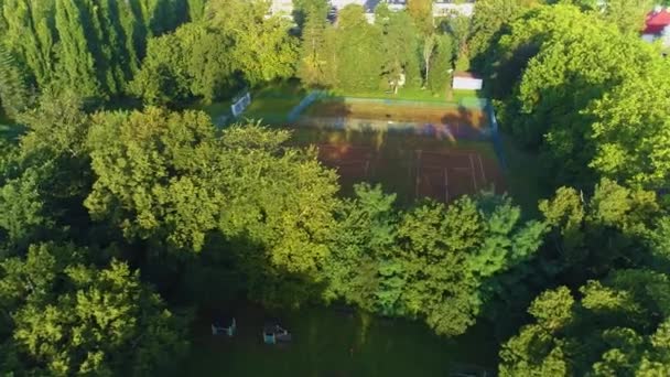 Γήπεδα Τένις Πάρκο Ludowy Bydgoszcz Aerial View Πολωνία Υψηλής Ποιότητας — Αρχείο Βίντεο