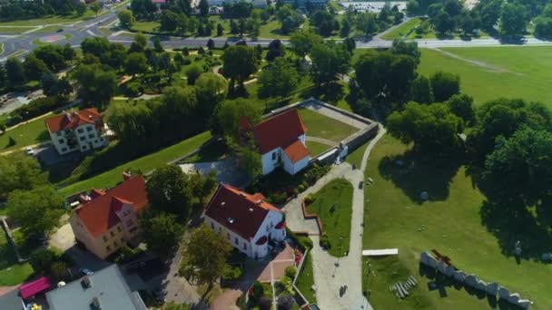 Church Hill Castle Lubin Kosciol Wzgorze Aerial View Poland High — Stock Video