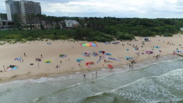 Plaża Bałtyk Dziwnowek Plaza Morze Bałtyckie Widok Lotu Ptaka Polska — Wideo stockowe