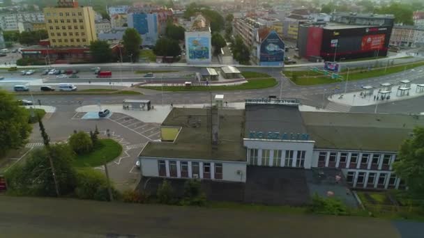 Залізнична Станція Koszalin Dworzec Kolejowy Aerial View Poland Кадри Високої — стокове відео