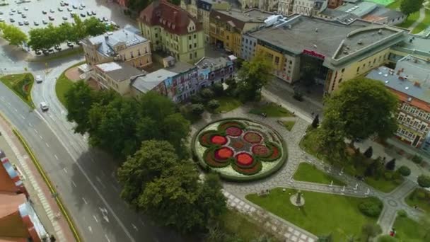 Πλατεία Skwer Pierwszych Slupszczan Slupsk Aerial View Πολωνία Υψηλής Ποιότητας — Αρχείο Βίντεο