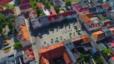 Centrum Old Town Market Konin, Miasto Rynek Hava Görüntüsü Polonya. Yüksek kalite 4k görüntü