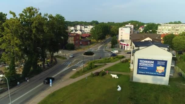Rondo Centrum Puck Krajobraz Vista Aérea Polônia Imagens Alta Qualidade — Vídeo de Stock