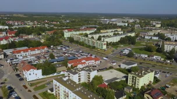 Schöne Landschaft Wohnung Konskie Krajobraz Bloki Luftaufnahme Polen Hochwertiges Filmmaterial — Stockvideo
