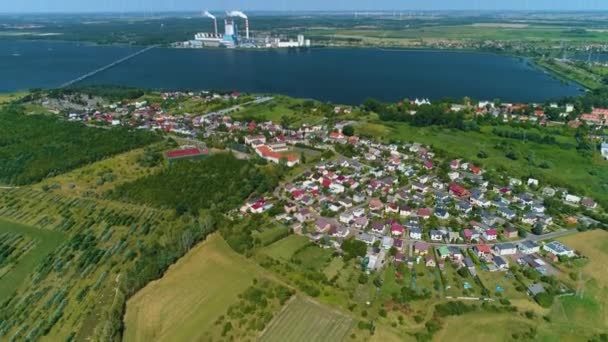 Güzel Peyzaj Gölü Goslawskie Konin Jezioro Hava Görüntüsü Polonya Yüksek — Stok video