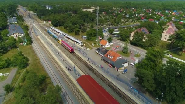 Gara Hel Dworzec Kolejowy Aerial View Polonia Imagini Înaltă Calitate — Videoclip de stoc