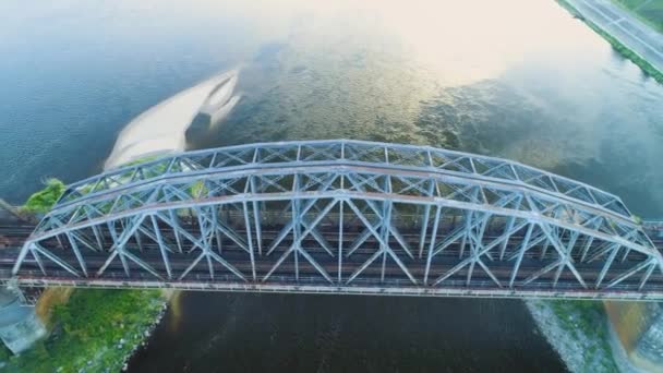 Ponte Ferroviária Vistula Torun Most Kolejowy Wisla Aerial View Poland — Vídeo de Stock