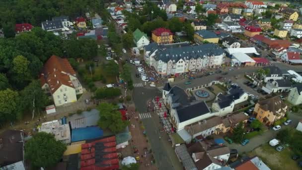 Downtown Όμορφο Τοπίο Pobierowo Piekny Krajobraz Aerial View Πολωνία Υψηλής — Αρχείο Βίντεο