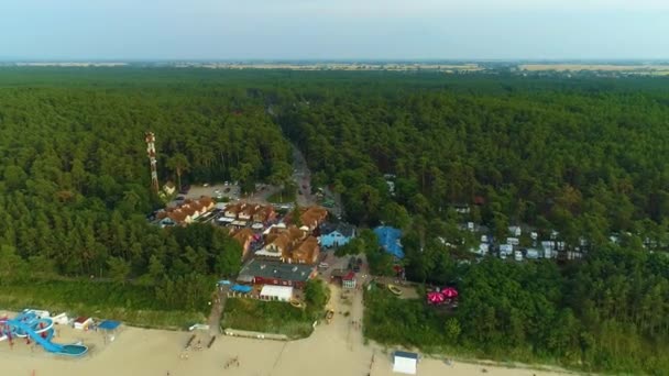 Beautiful Beach Forest Stegna Plaza Las Aerial View Poland Кадри — стокове відео