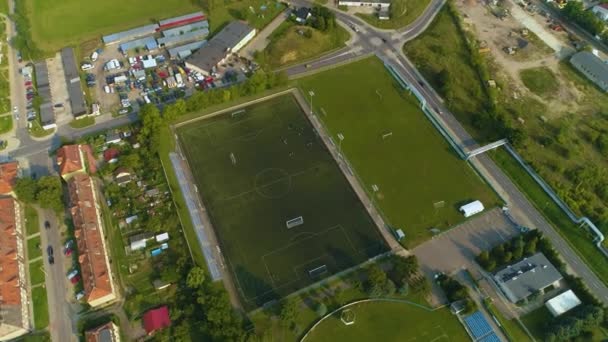 Estadio Fútbol Club Blekitni Stargard Stargard Stadion Klub Vista Aérea — Vídeos de Stock