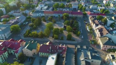 Plac Wolnosci Centrum Biala Podlaska Şehir Merkezi Hava Görüntüsü Polonya. Yüksek kalite 4k görüntü