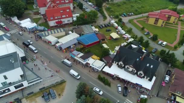 Matkamuisto Shop Ustronie Morskie Sklepiki Wojska Polskiego Aerial View Puola — kuvapankkivideo